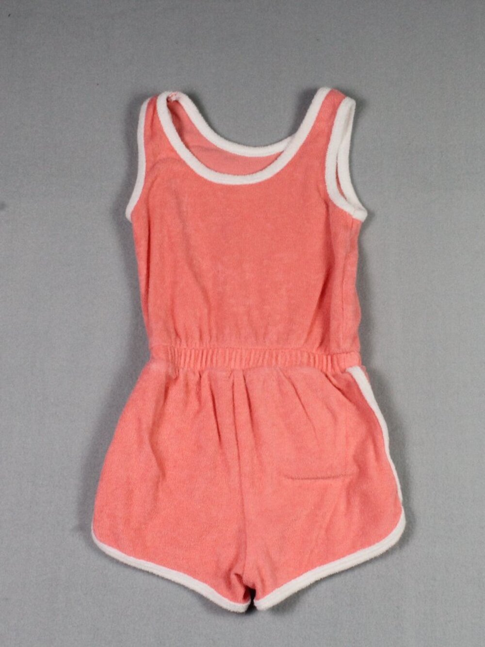 Cat & Jack 2T Coral Terry Cloth Romper White Trim Dolphin Hem